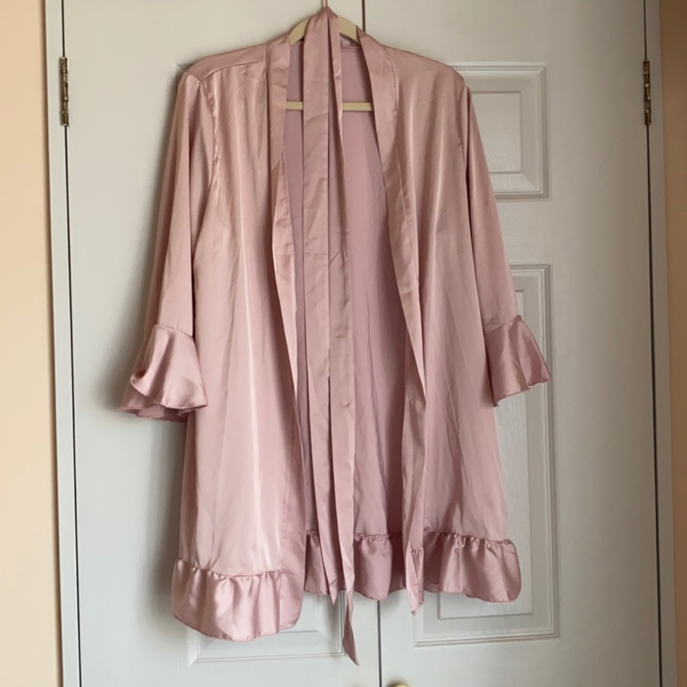 Silky blush robe